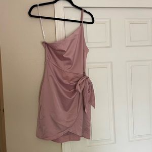 Lulus mauve cowl neck, asymmetrical dress